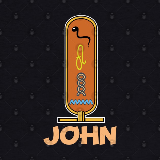 JOHN-American names in hieroglyphic letters-JOHN, name in a Pharaonic Khartouch-Hieroglyphic pharaonic names by egygraphics